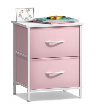 Nightstand with 2 Drawers - Kids Bedside Furniture End Table Night Stand - Steel Frame