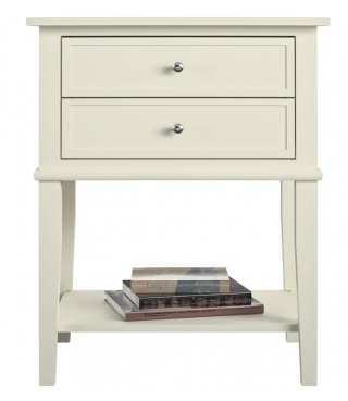 Home Franklin Accent Table with 2 Drawers, Soft White