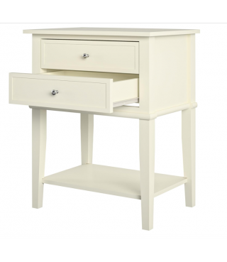 Home Franklin Accent Table with 2 Drawers, Soft White