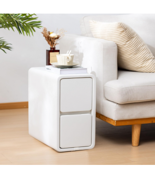 White Small Side Table, Slim Solid Wood Bedside Table for Bedroom