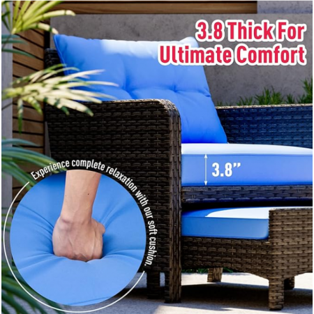 Patio Furniture Set Outdoor Patio Chairs with Ottomans Conversation Furniture with coffetable for Poorside Garden Balcony