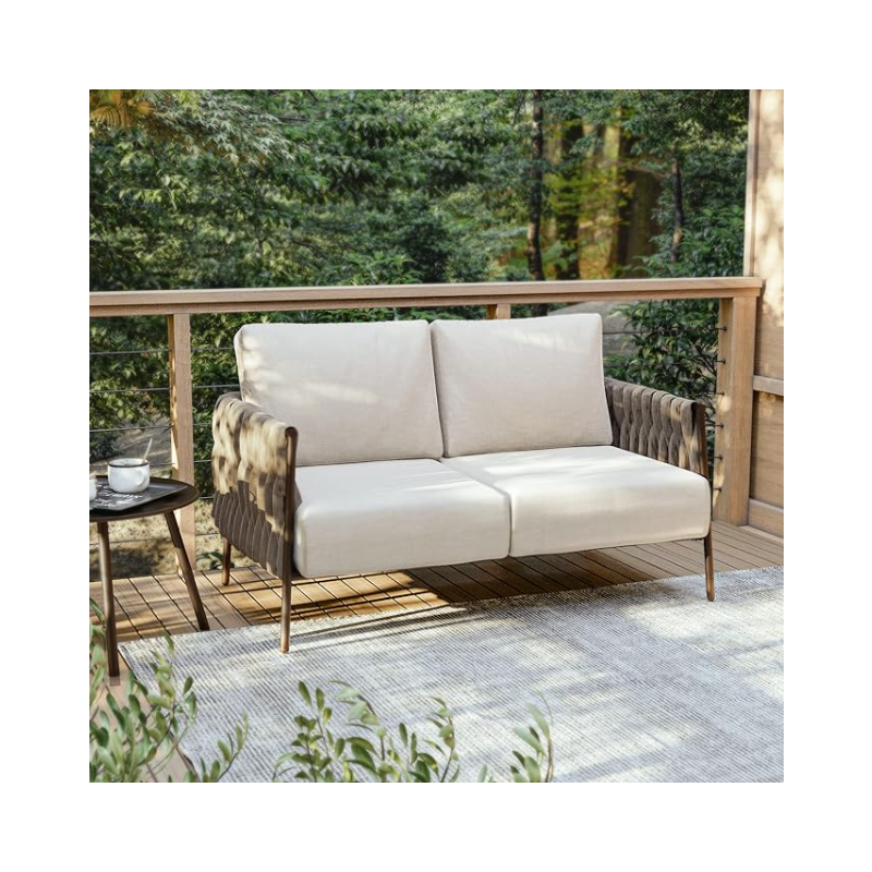 Deep Seating Patio Furniture for Garden, Porch, Balcony & Backyard | Chestnut & Apricot