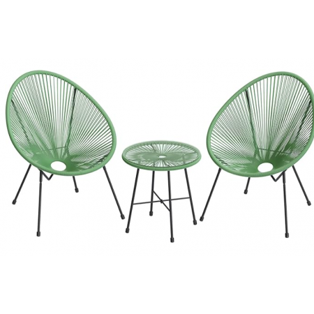 Modern Patio Furniture Set, Glass Top Table and 2 Chairs, Indoor and Outdoor Conversation Bistro Set