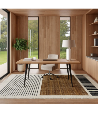 Beige Block Striped Rug