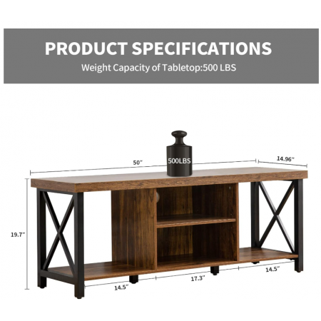 TV Cabinet with Open Storage, TV Console Unit with Shelving for Living Room