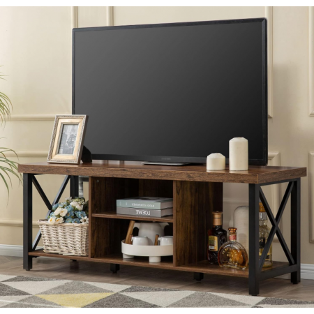 TV Cabinet with Open Storage, TV Console Unit with Shelving for Living Room