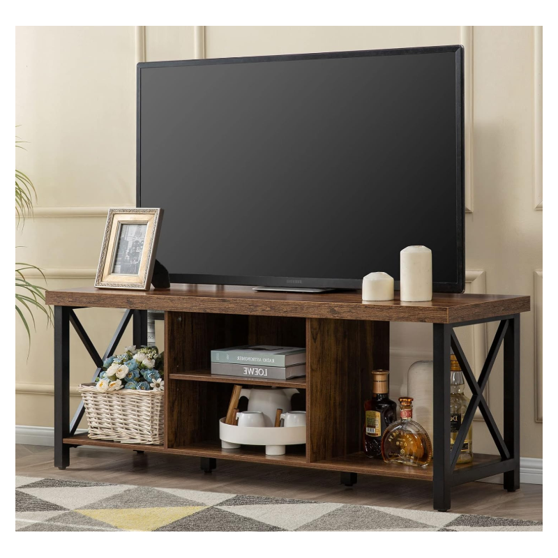 TV Cabinet with Open Storage, TV Console Unit with Shelving for Living Room