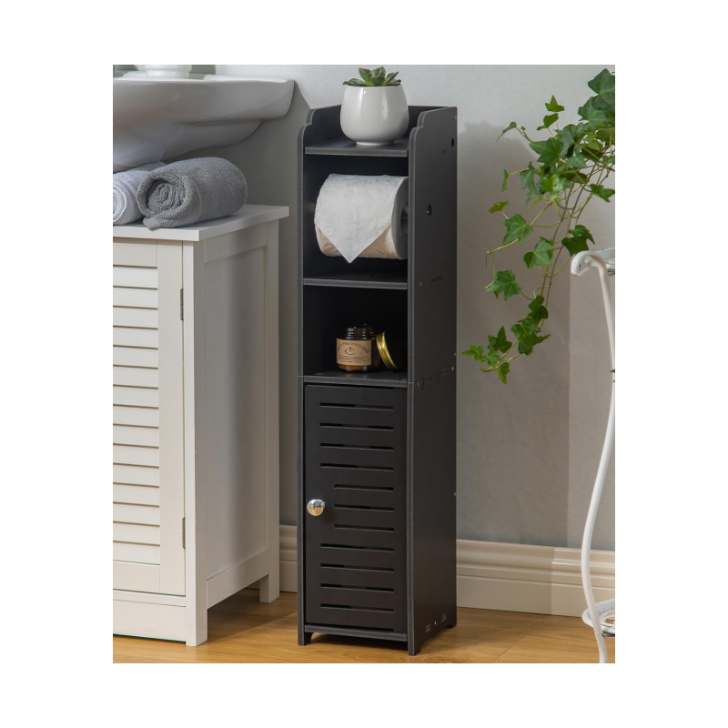 Bathroom Storage Cabinet Beside Toilet Storage for Small Bathroom with Toilet Roll Holder - Toilet Paper Stand