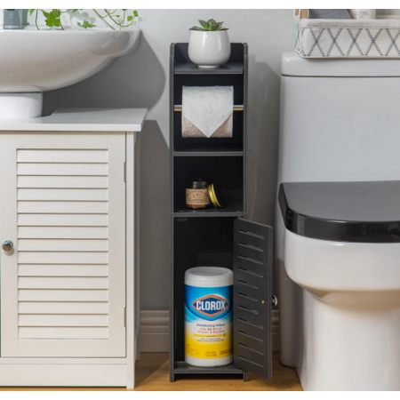 Bathroom Storage Cabinet Beside Toilet Storage for Small Bathroom with Toilet Roll Holder - Toilet Paper Stand