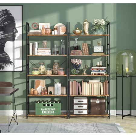 5 Tier Bookshelf, Tall Bookcase Shelf Storage Organizer