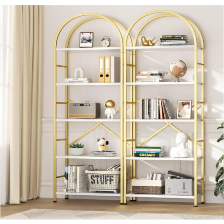 Arched Bookshelf 5 Tier Bookcase Shelf for CDs/Books