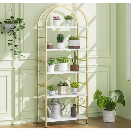 Arched Bookshelf 5 Tier Bookcase Shelf for CDs/Books