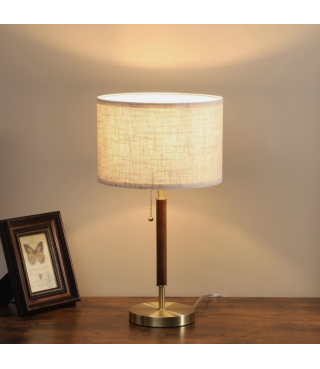Linen Fabric Lamp Table Lamp Solid Wood Desk Lamp
