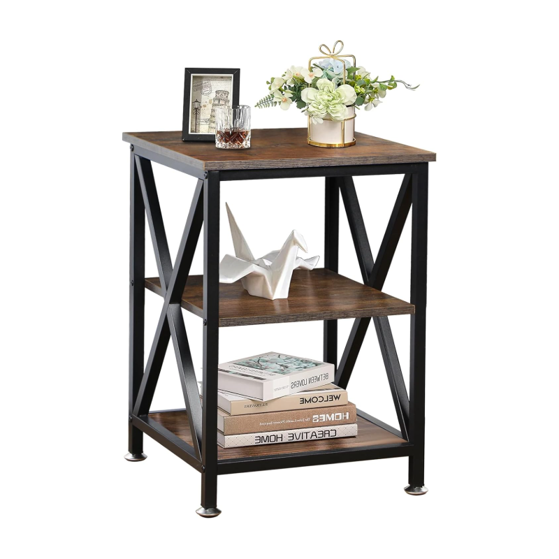 Square End Table with Storage Shelf