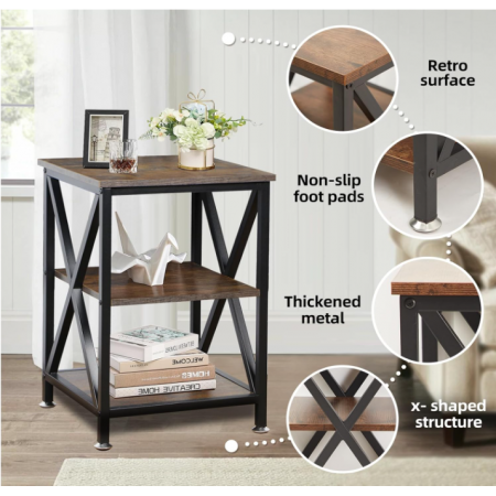 Square End Table with Storage Shelf
