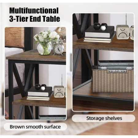 Square End Table with Storage Shelf