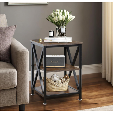 Square End Table with Storage Shelf
