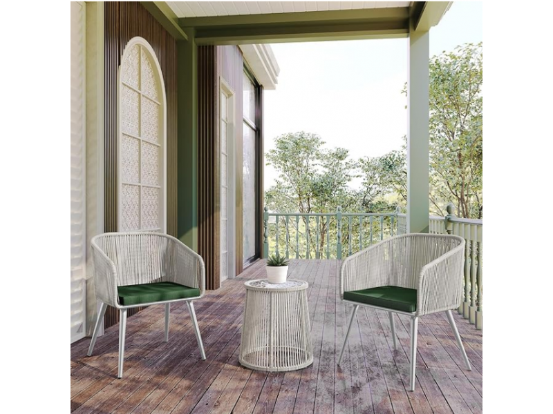 EAST OAK Breezeway Patio Furniture Set, 3-Piece Outside Bistro Set Handwoven Rattan Wicker Chairs with Waterproof Cushions