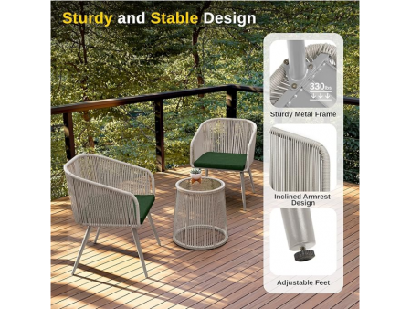EAST OAK Breezeway Patio Furniture Set, 3-Piece Outside Bistro Set Handwoven Rattan Wicker Chairs with Waterproof Cushions