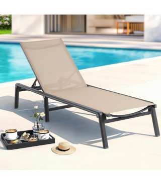 Outdoor Lounge Chair with 5 Position Adjustable Backrest