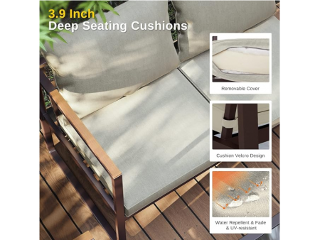 EAST OAK Patio Furniture Set, 4-Piece Outdoor Patio Set with Sofa, Removable & Washable Deep Seating Cushion