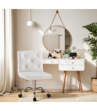 PU Leather Mid-Back Armless Vanity Chair