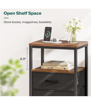 Side Table with Fabric Drawers