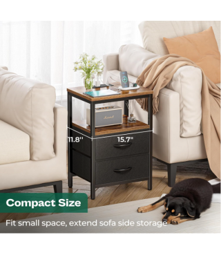 Side Table with Fabric Drawers