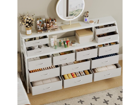 Drawers with Shelves & Sturdy Metal Frame & Wood Top
