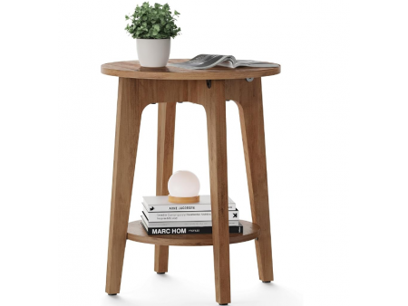 VASAGLE Side Table, Small Round End Table with Lower Shelf