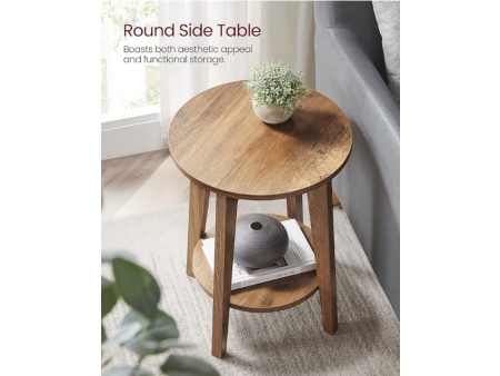 VASAGLE Side Table, Small Round End Table with Lower Shelf