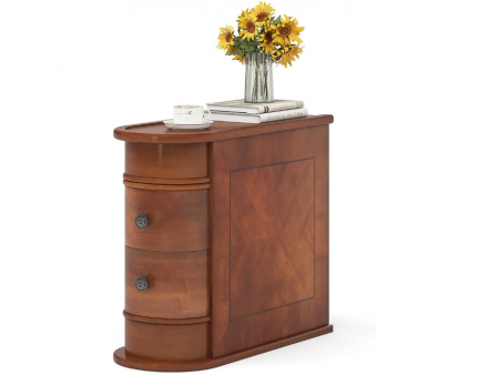 LITTLE TREE Wood End Table with 2 Drawers Sofa Side Table