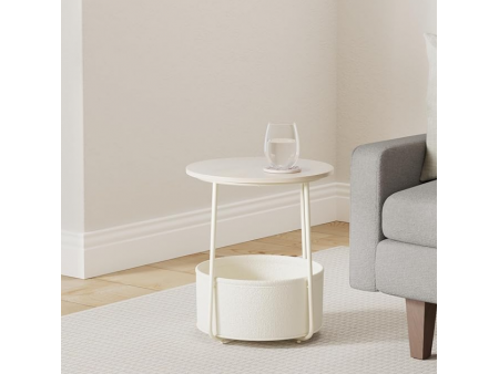 VASAGLE End Table, Small Bedside Table with Fabric Basket, Modern Nightstand