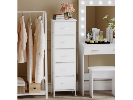 Fixwal White Tall Dresser for Bedroom, Closet Organizers and Storage Tall Fabric Dresser for Closet