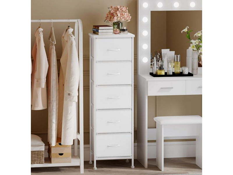 Fixwal White Tall Dresser for Bedroom, Closet Organizers and Storage Tall Fabric Dresser for Closet