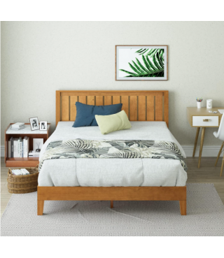 Deluxe Wood Platform Bed Frame with Headboard