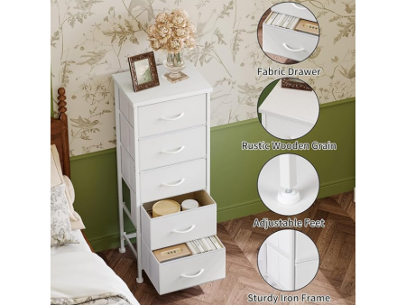 Fixwal White Tall Dresser for Bedroom, Closet Organizers and Storage Tall Fabric Dresser for Closet