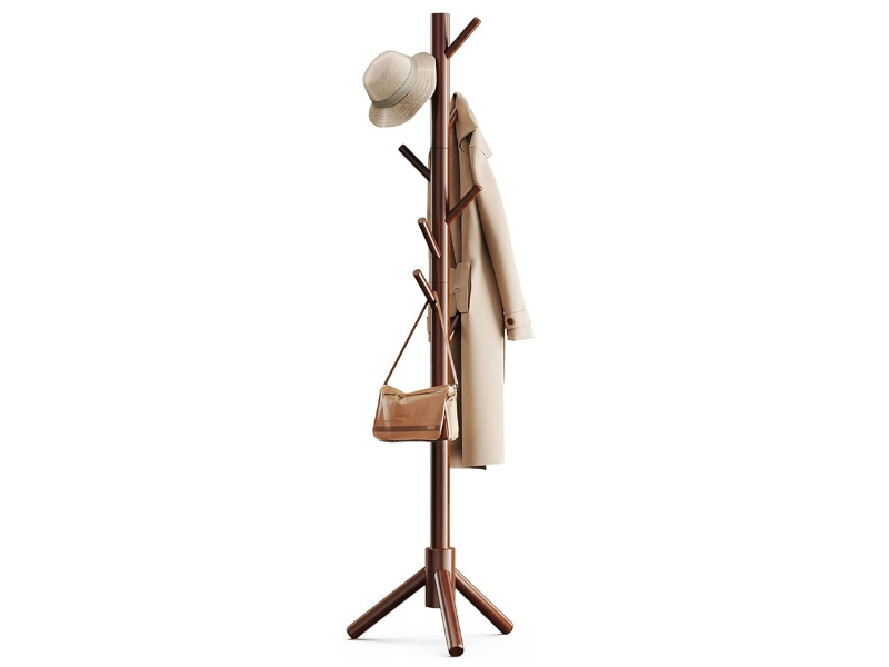 Pipishell Sturdy Wooden Coat Tree with 8 Hooks