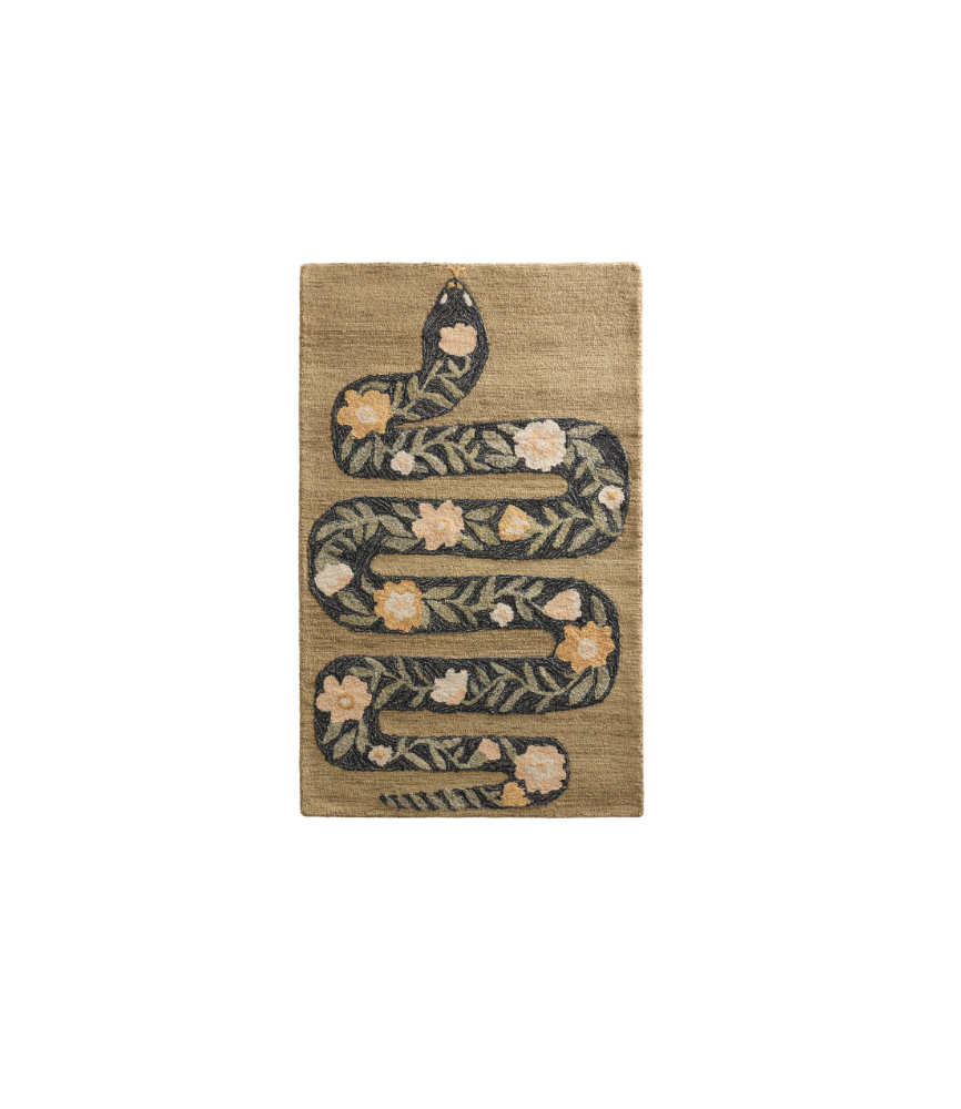 Floral Snake Tufted Wool Area Rug