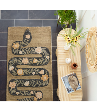 Floral Snake Tufted Wool Area Rug