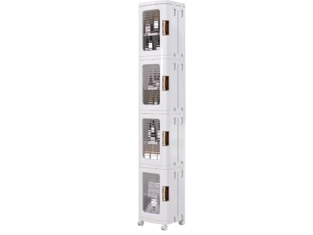4-Tier Plastic Tall Narrow Storage Cabinet with Movable Wheels